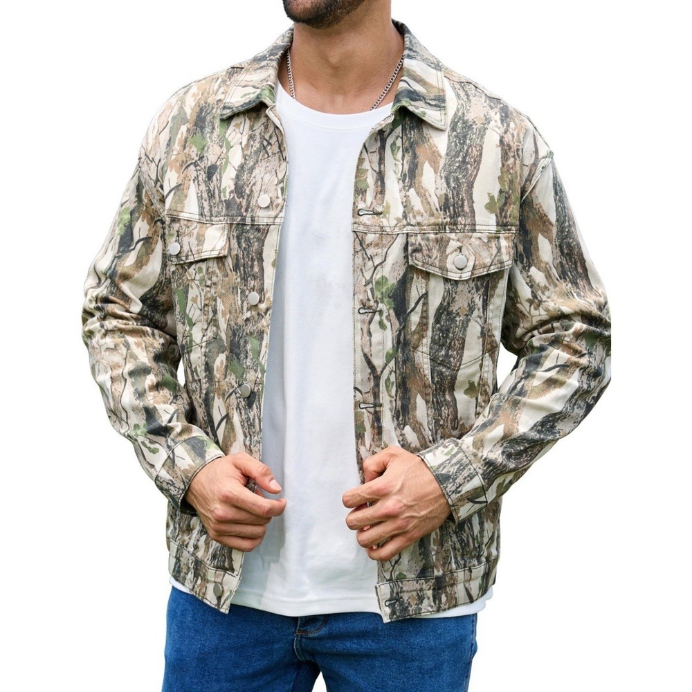Camo Jacket For‎ Men Trucker Unlined Tree Print Coat Hunting Small New